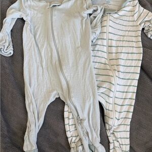 Cloud Island Kids One Piece Footies - White and Blue Stripes